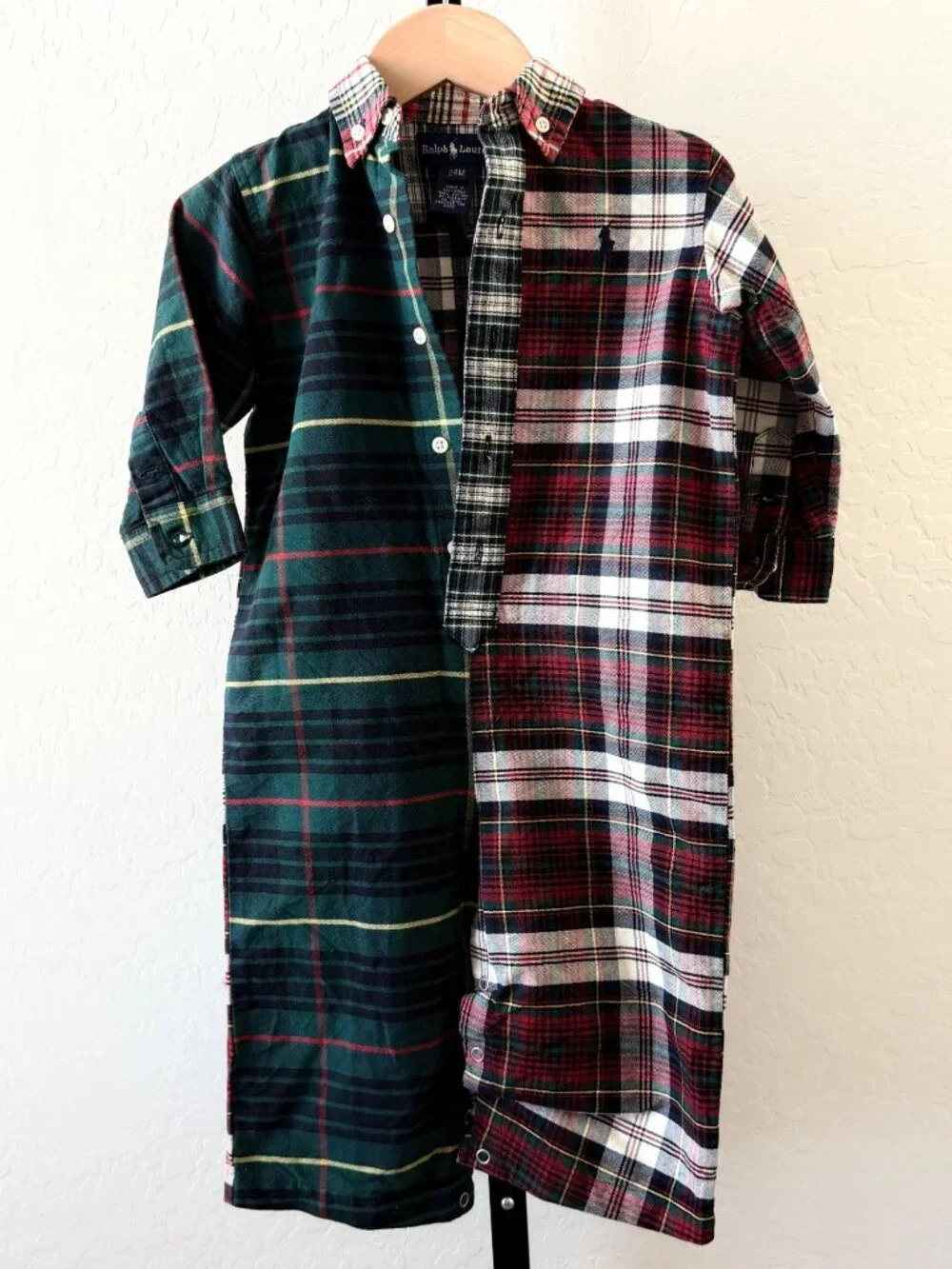 Ralph Lauren Baby Boys Plaid Flannel Button Front Coverall Romper 24M